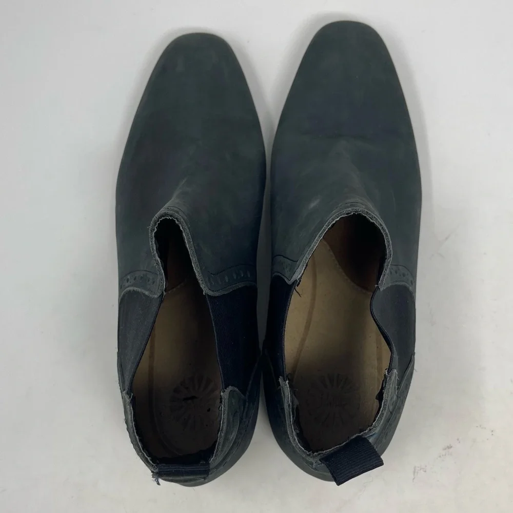 ASOS Boots Mens 6 Chelsea Navy Nubuck Leather Elastic Sides Heel Grip‎ Tread Tab